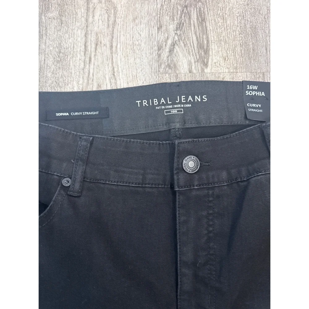 Tribal Jeans Sophia Curvy Straight Leg Black Pants Size 16W Women's‎ NWT
